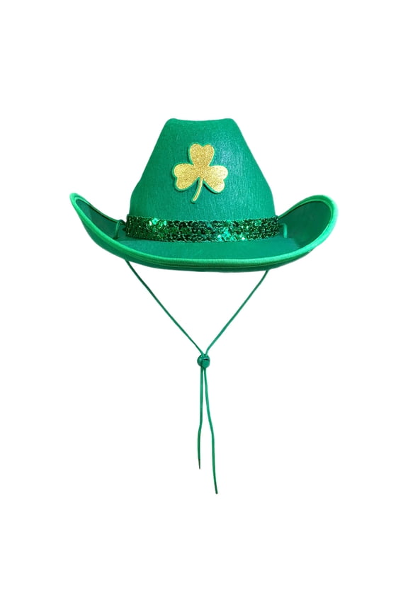 St Patrick's Day Irish Themed Ribbon Cowboy Hat for Stage Performance and Festive Celebrations Green One Size