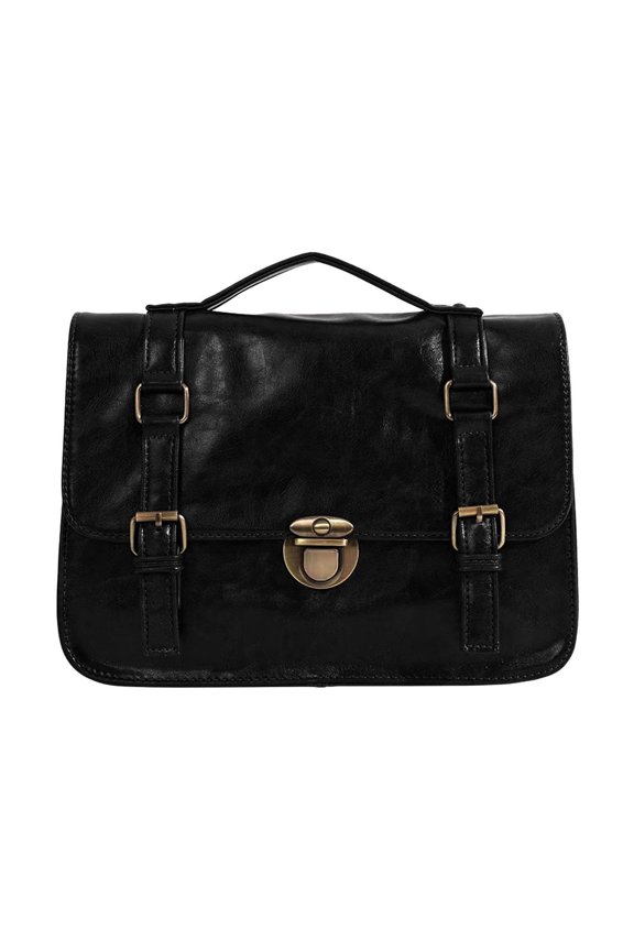 Student Backpack for College and Commuting with Adjustable Crossbody Strap Autumn Winter Mailman Satchel Black