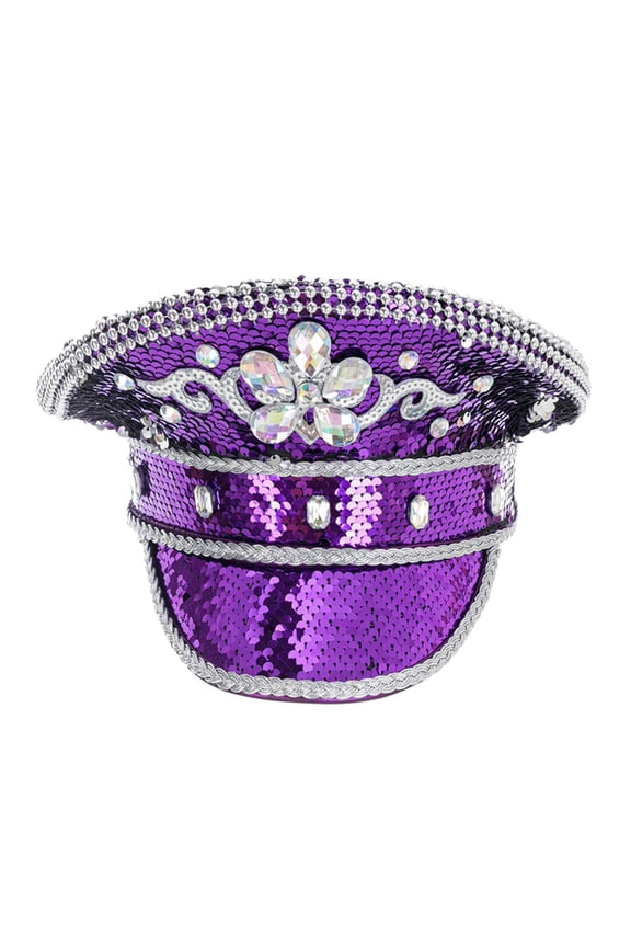Stylish Sequin Beret Hat for Nightclub Jazz Dance Stage Performance and Parties Purple One Size
