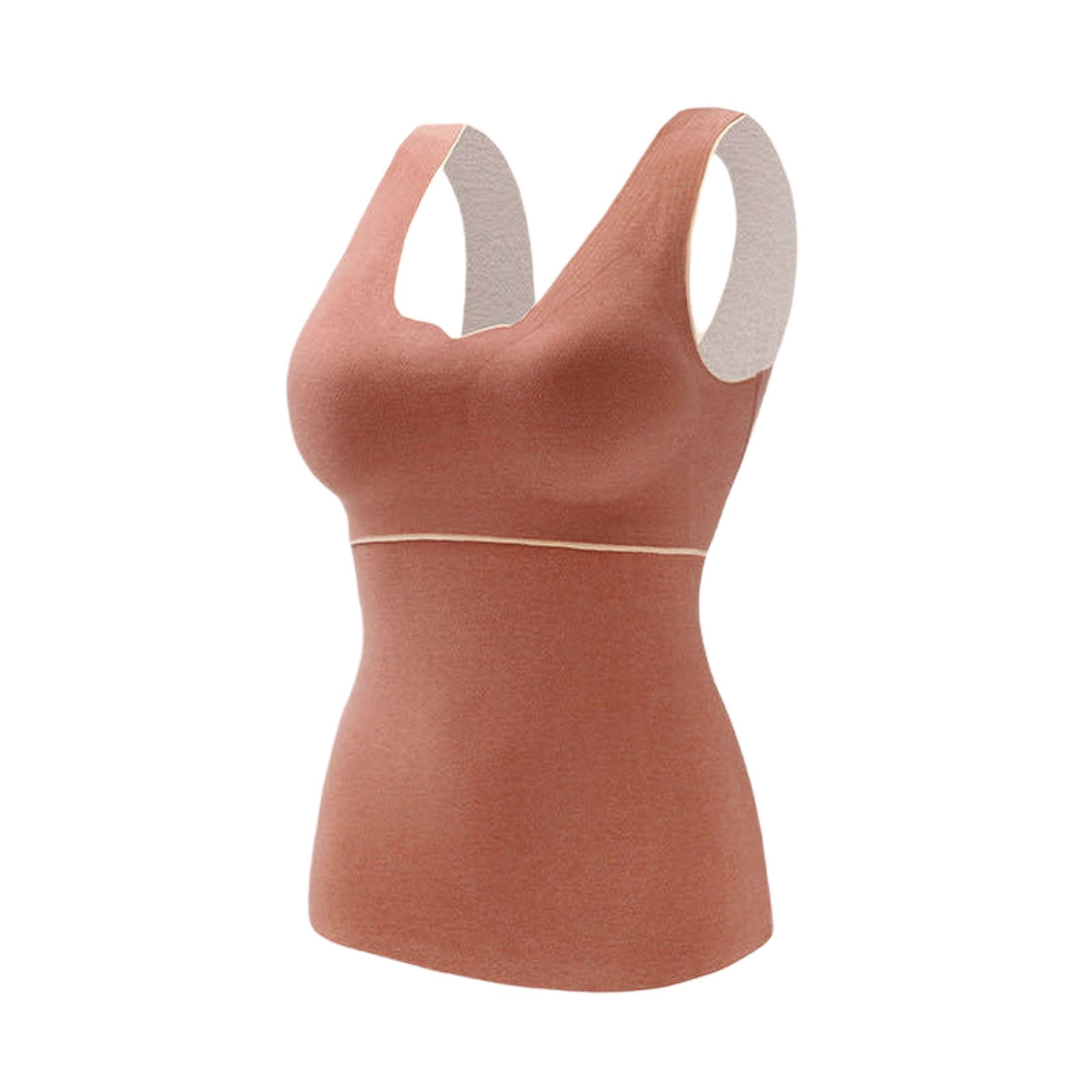 DFEK U Neckline Basic Tank Top with Bra for Women Shelf Bra Undershirt ...