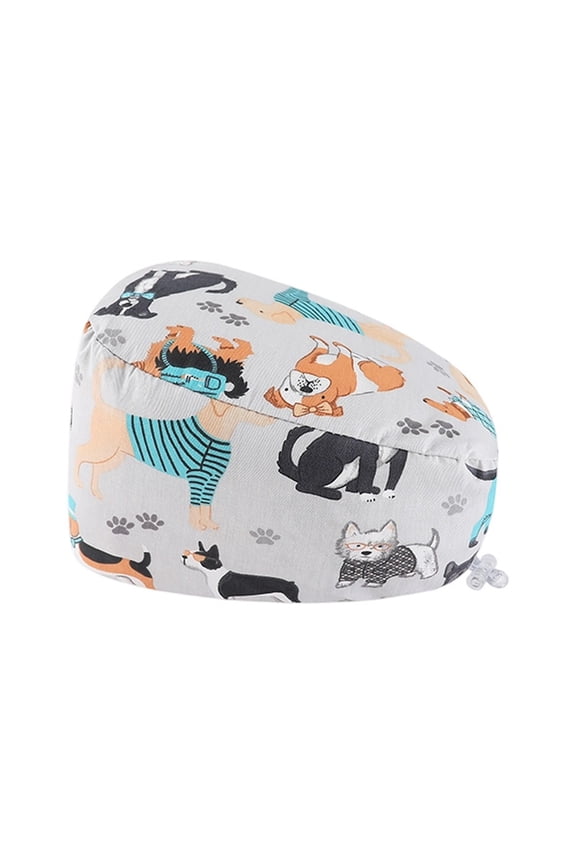 Unisex Beret Hat Breathable Printed Doctor Scrub Cap For White B