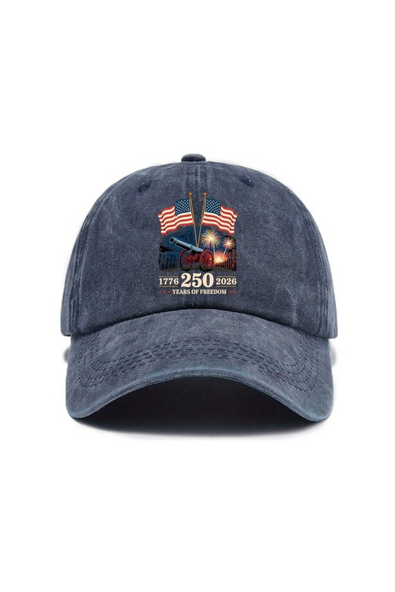 Washed Soft Top Baseball Cap With Letter Print For Summer Outdoor Sun Hat Curved Brim Navy One Size