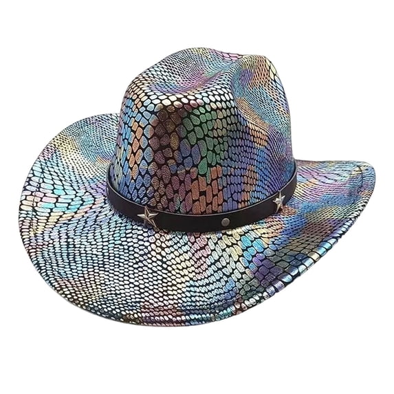 DFEK Western Cowboy Hat for Carnival Party Unisex Wide Brim Sun Durable Material Classic Style Black One Size