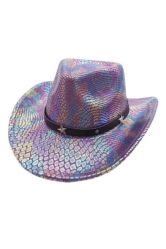 Western Cowboy Hat for Carnival Party Unisex Wide Brim Sun Durable Material Classic Style Purple One Size