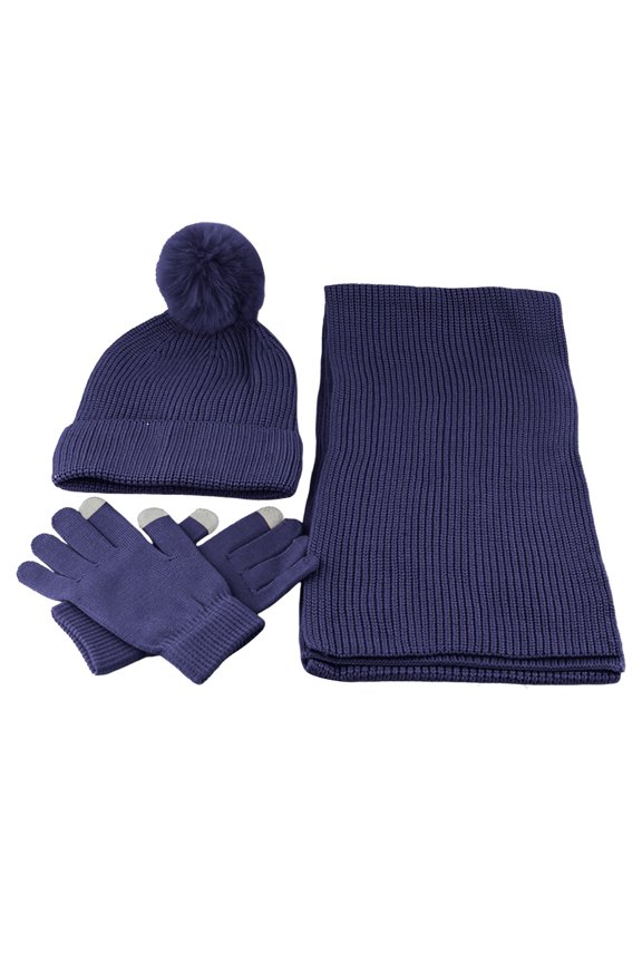 Winter Knit Set for Women with Ear Warmer and Neck Scarf Cozy Cold Weather Accessories Navy One Size