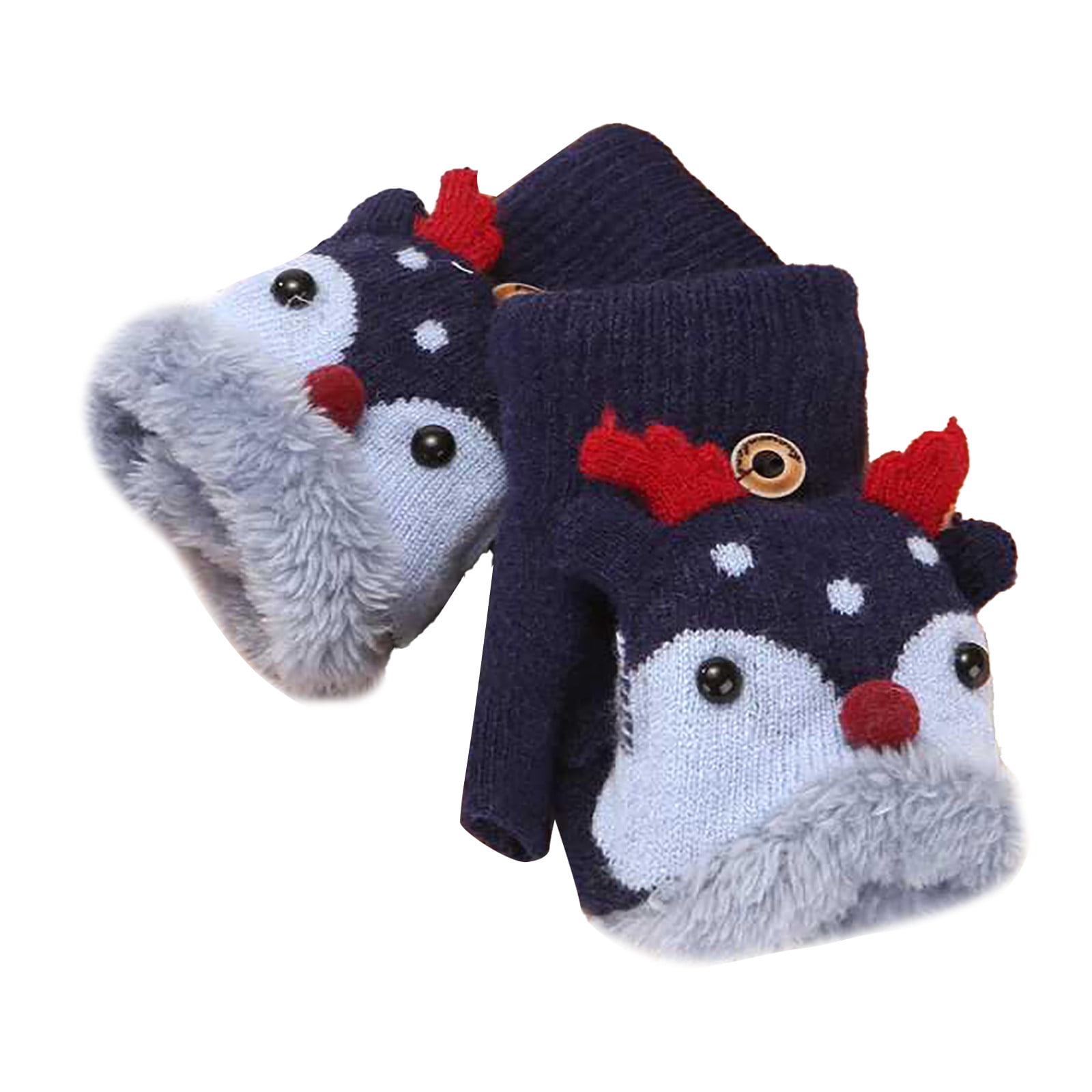 DFEK Winter Warm Flip Half Finger Wool Knitted for Children Men and ...