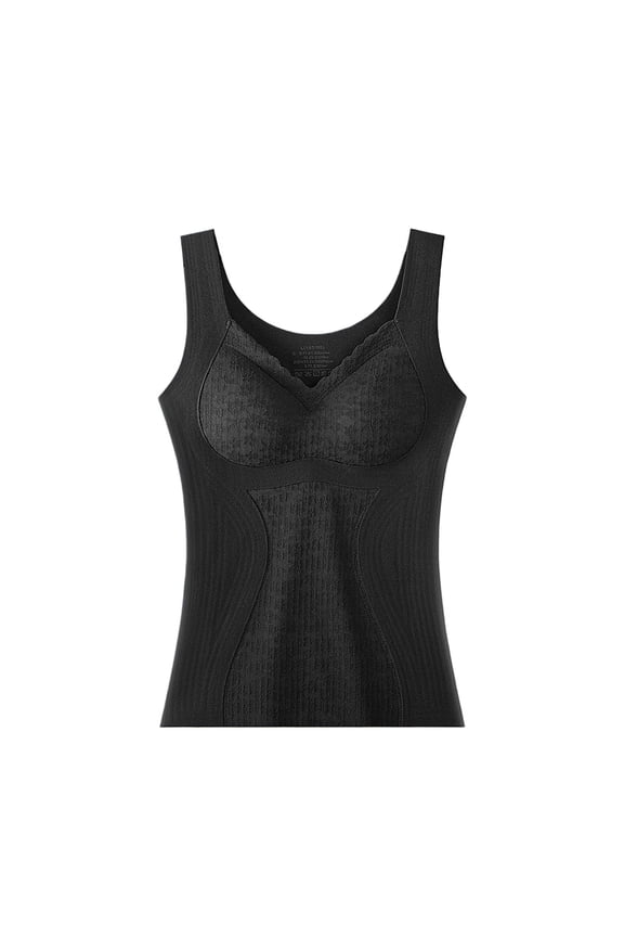 Women Sleeveless Thermal Tank Top for Cold Weather Lined Underwear Top Warm Camisole Base Layer Vest Black L