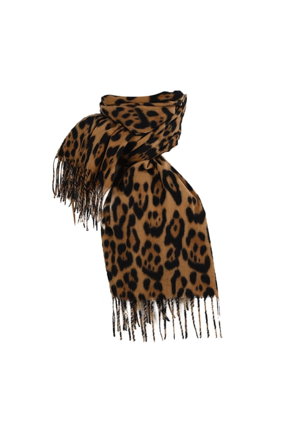 Women's Classic Leopard Print Winter Scarf Oversized Soft Warm Knit Blanket Wrap Shawl for Fall Brown One Size