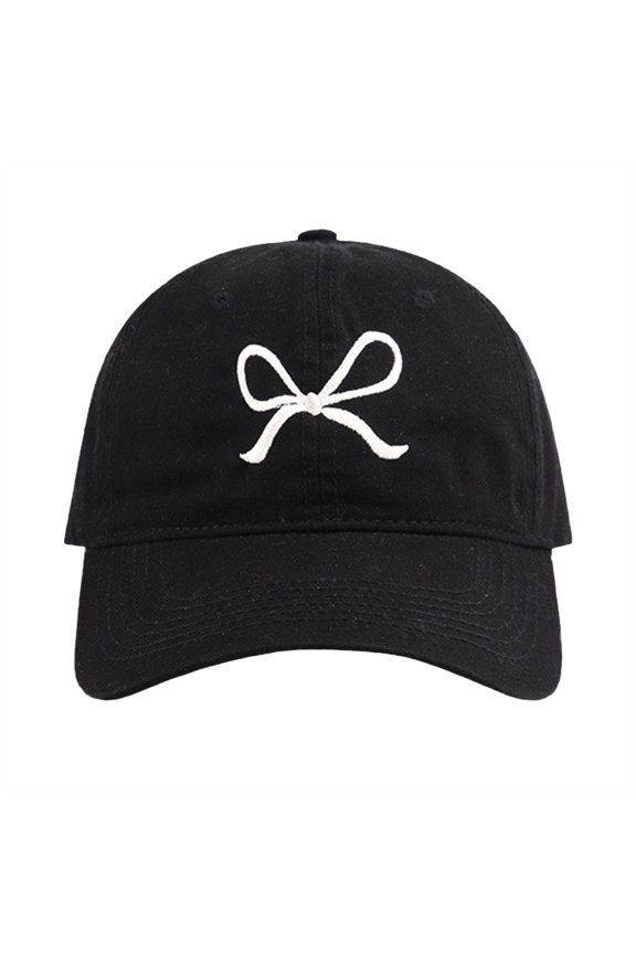 Women's Fashion Baseball Cap with Decorative Bow Preppy Sun Visor for Outdoor Activities and Travel Accessories Black One Size