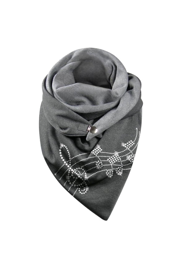 Women's Printed Button Shawl Wrap Fashion Soft Warm Casual Scarf Accessory Grey One Size