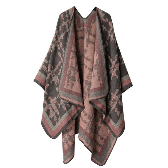 DFEK Women's Winter Knitted Shawl Cape Coat Scarf Windproof Warm Double ...