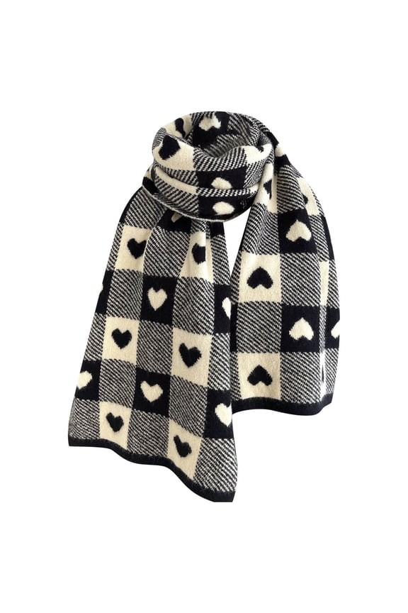 Women's Winter Plaid Shawl Wrap Soft Warm Thickened Fashion Scarf for Cold Weather Beige One Size