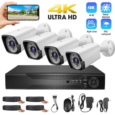 DFITO 1080P 4MP Outdoor Security Surveillance Camera System with Night Vision, Black, 4 Count