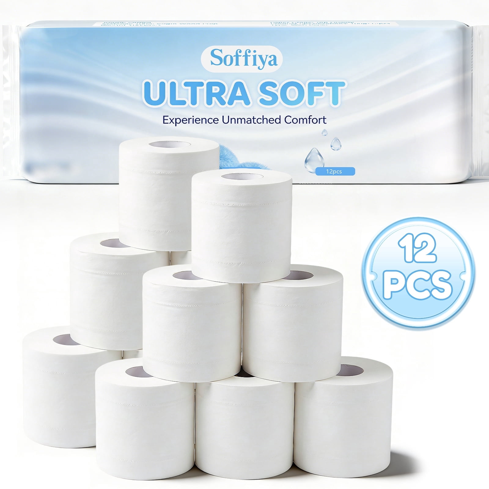 DFITO Toilet Paper, 12 Rolls, 4-Ply, Septic-Safe, Long Lasting Bathroom Tissue