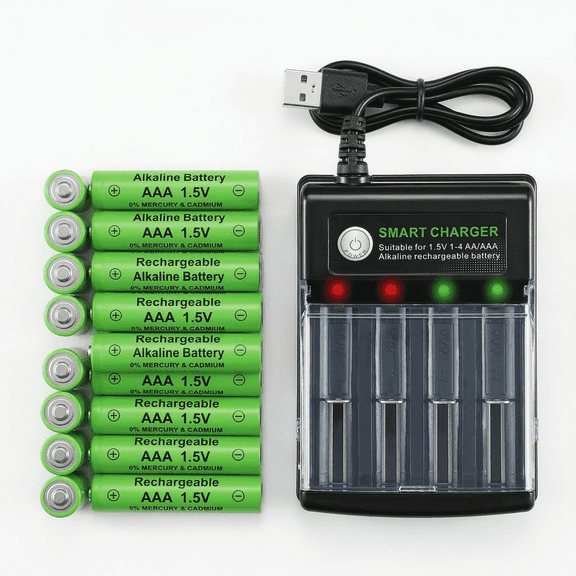 DFITO 16PCS 1.5V Alkaline AA Rechargeable Battery Cell with Battery Charger