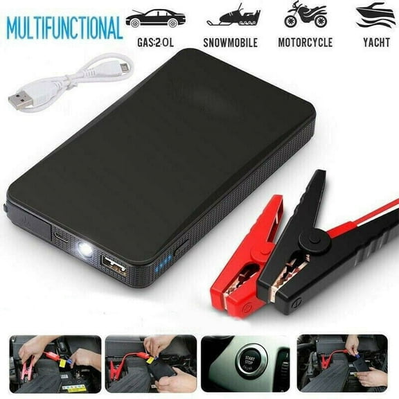 DFITO 2000mAh 400A 12V Car Jump Starter Portable Power Pack Auto Power Bank Battery Booster Box Phone Engine Emergency Charger with LED Flashlight