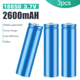 thumbnail image 1 of DFITO 3.7V 2600mAh Rechargeable Batteries for Camera Flashlight,3 Pack, 1 of 10