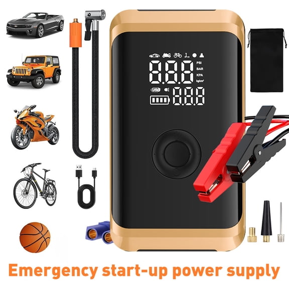 DFITO 800A Car Battery Jump Starter with 150 Psi Air Compressor, 12V Jump Box with Jumper Cables, LCD Display with LED Light