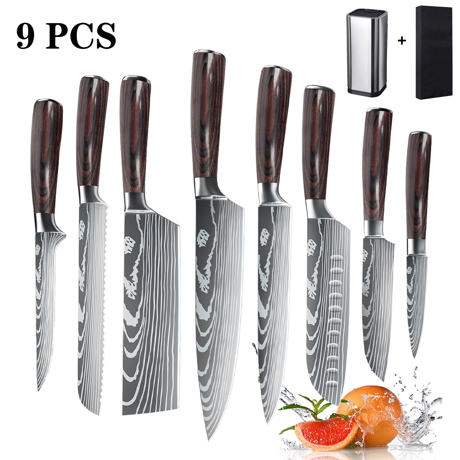Ultrasharp Kitchen DFITO 9-Piece Kitchen Knife Set, Stainless Steel Professional Cutlery ...