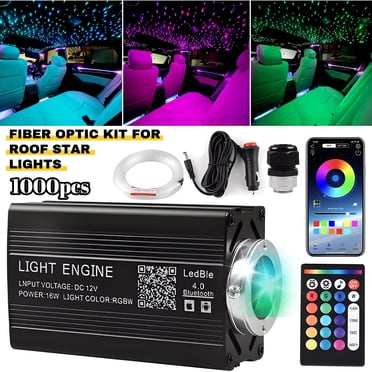 500-Piece Fiber Optic Starlight Kit For Car Or Home Ceiling – RGBW LED With Remote & App Control
