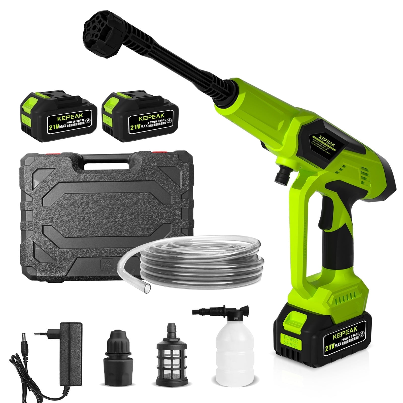 DFITO Cordless Pressure Washer 1450PSI, Lightweight 200W Portable Power Cleaner with 6-in-1 Adjustable Nozzle, 21V Rechargeable Pressure Washer with 2 Batteries