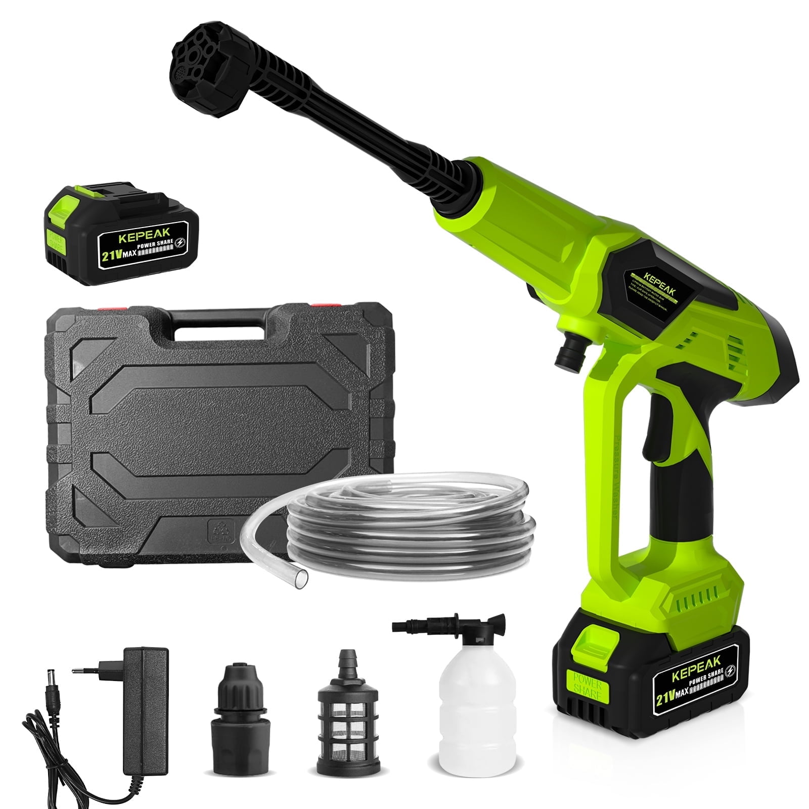 DFITO Cordless Pressure Washer 1450PSI, Lightweight 200W Portable Power Cleaner with 6-in-1 Adjustable Nozzle, 21V Rechargeable Pressure Washer with  1 Battery