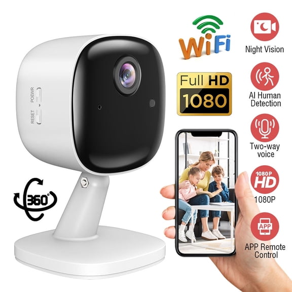 Kepeak Indoor Wi-Fi Security Camera, Two-Way Audio, Night Vision, White