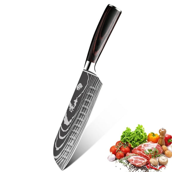 DFITO Kitchen Chef Knife with Blade Cover, 7 Inch Old kitchen knife 7CR17 Stainless Steel Ultra Sharp for Professional Chefs