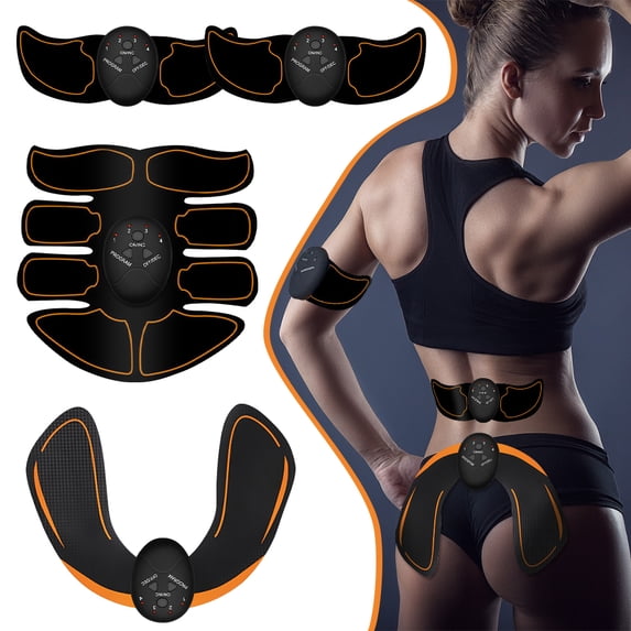 DFITO Muscle Trainer Intelligent Abs Stimulator Abdominal with 6 Modes 10 Levels, for Men Women Portable Fitness Workout Home Equipment, 4Pcs
