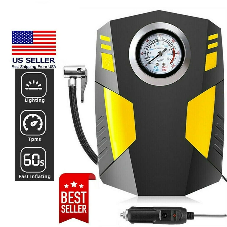 AstroAI Tire Inflator, Portable Air Compressor Pump 12V DC Electric Digital Gauge 100PSI with Larger Air Flow 35L/Min, LED Light, Extra Nozzle Adaptors, for Car, Bicycle, Ball - Black AstroAI Tire Inflator, Portable Air Compressor Pump 12V DC Electric Digital Gauge 100PSI with Larger Air Flow 35L/Min, LED Light, Extra Nozzle Adaptors, for Car, Bicycle, Ball - Black