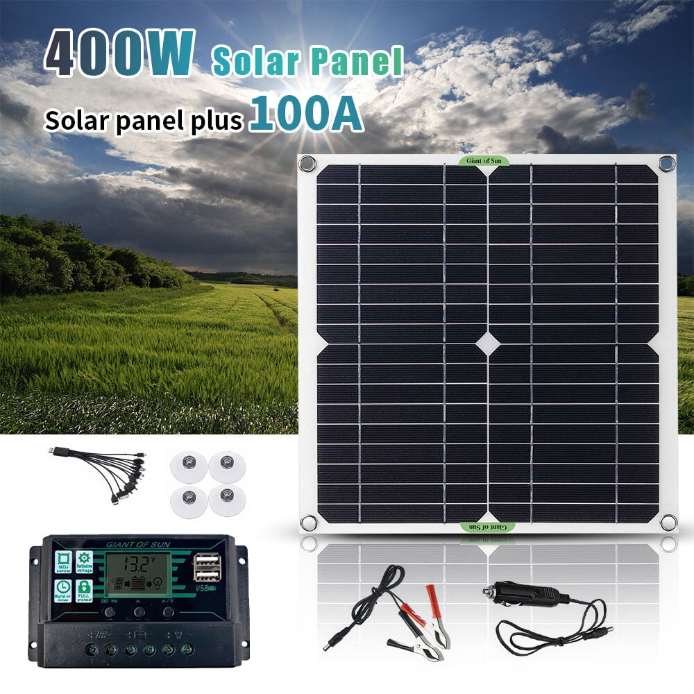 DFITO Solar Panel Controller Kit Monocrystalline 400W 100A 12V Waterproof Portable Outdoor Home Battery Charger