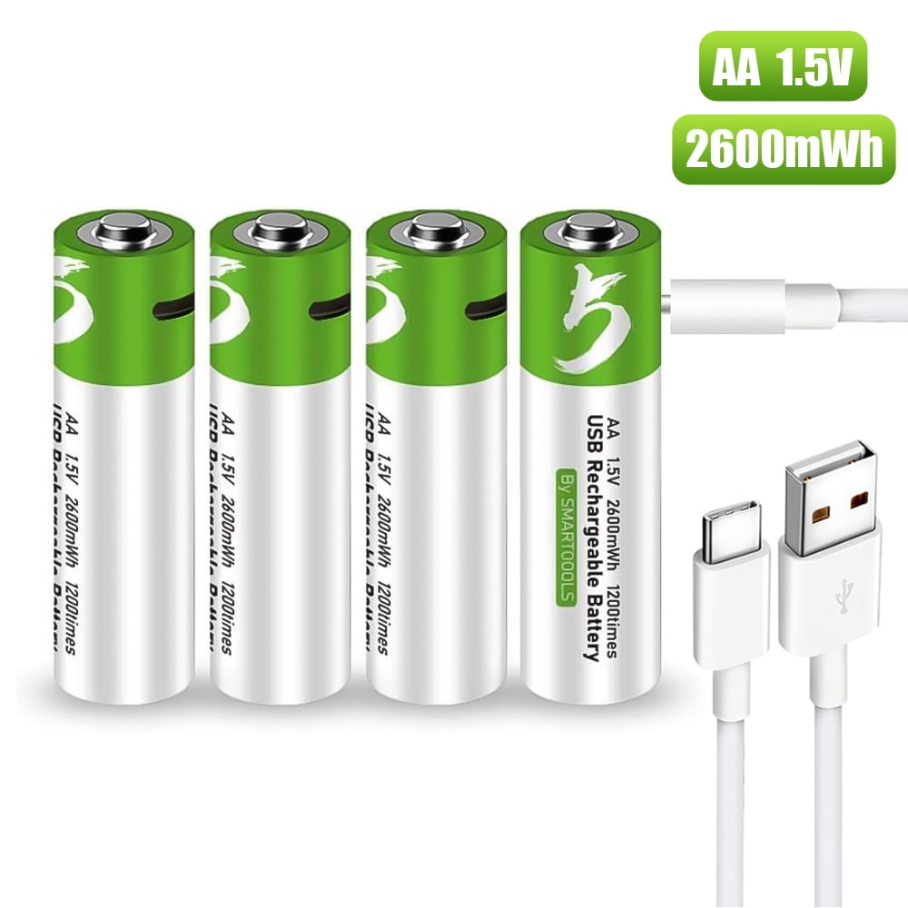 DFITO USB Rechargeable AA Battery, 1.5V / 2600mWh Rechargeable AA Batteries, Over 1200 Cycles, 1