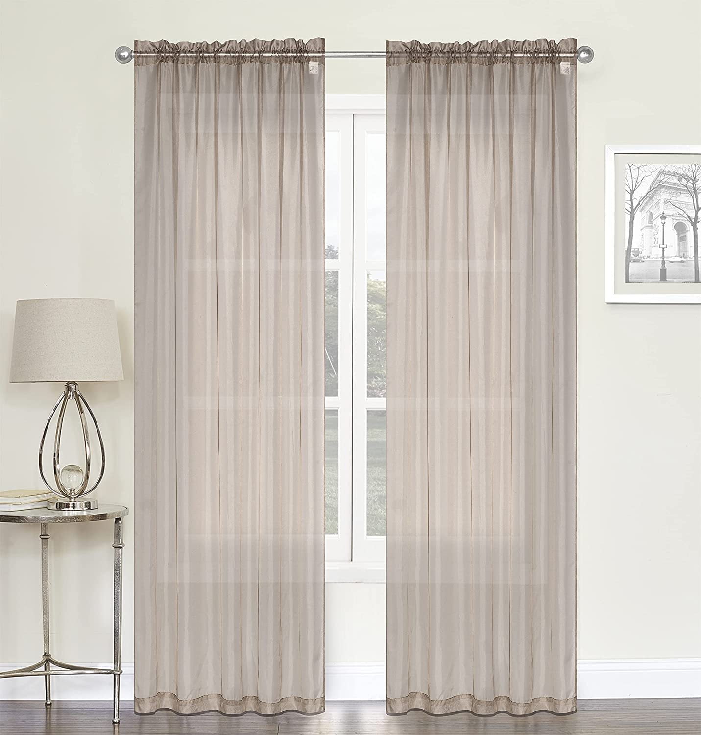 DFL Lightweight Sheer Curtains 2 Pack - Rod Pocket Window Panels 104