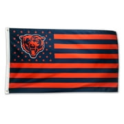 DFLIVE Fans Flag for Chicago Football Team Thicker Polyester 3x5 FT Poster with US Stars and Stripes Sports Banner
