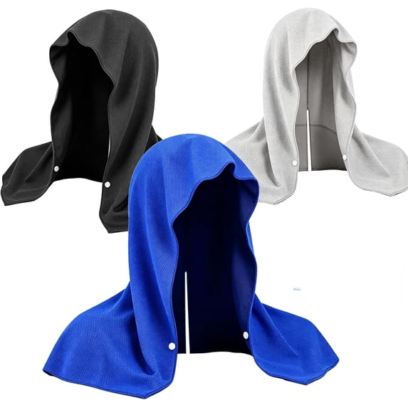 DFORD 3Pack Cooling Hoodie Towel, UPF 50+ Sun Protection Ice Towel, Instant Cooling Towels for Neck and Face, Perfect for Sports, Gym, Workout, Yoga, Running & Hot Weather
