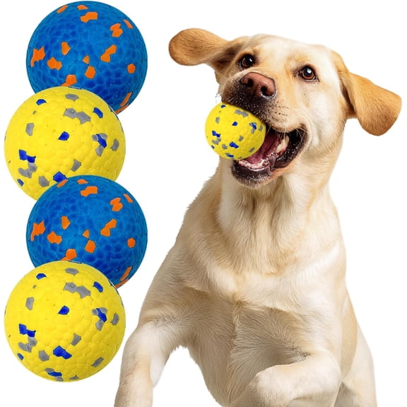 DFORD 4 Pack Dog Balls Interactive Dog Tennis Balls Indestructible Dog Teething Chew Toys for Aggressive Chewers Dog Toy Fetch Balls for Small Medium Dog E-TPU Material Lightweight Bouncy Floating