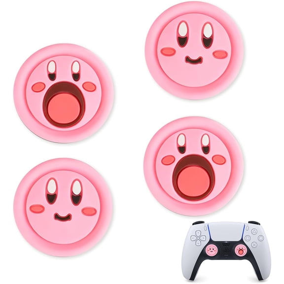 DFORD Cute Thumb Grip Caps for Switch 2, PS5 PS4 Xbox Series XS Xbox One Switch PRO Controller Steam Deck, 4PCS Soft Rubber 3D Thumbsticks Button Joystick Cover, KB Mouth