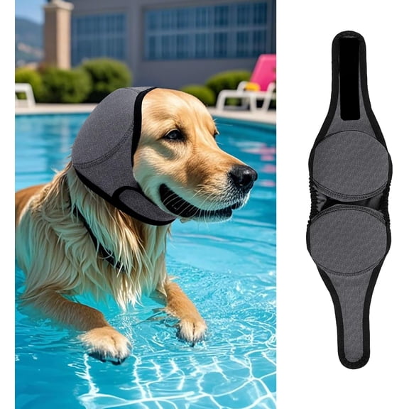 DFORD Dog Ear Covers for Bath, Swimming & Grooming Water Resistant Dogs Shower Cap Reusable Dog Ear Protection for Noise, Blow Drying Adjustable Ear Wraps for Dogs Bathing Supplies