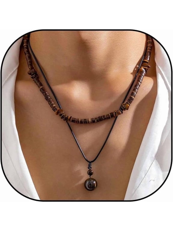 Necklace for Men Puka Shell Necklaces Men Jewelry Gifts Surfer Mens Necklace Beaded Choker Beach Jewelry Gift for Dad Son Husband Summer Beach Accessories