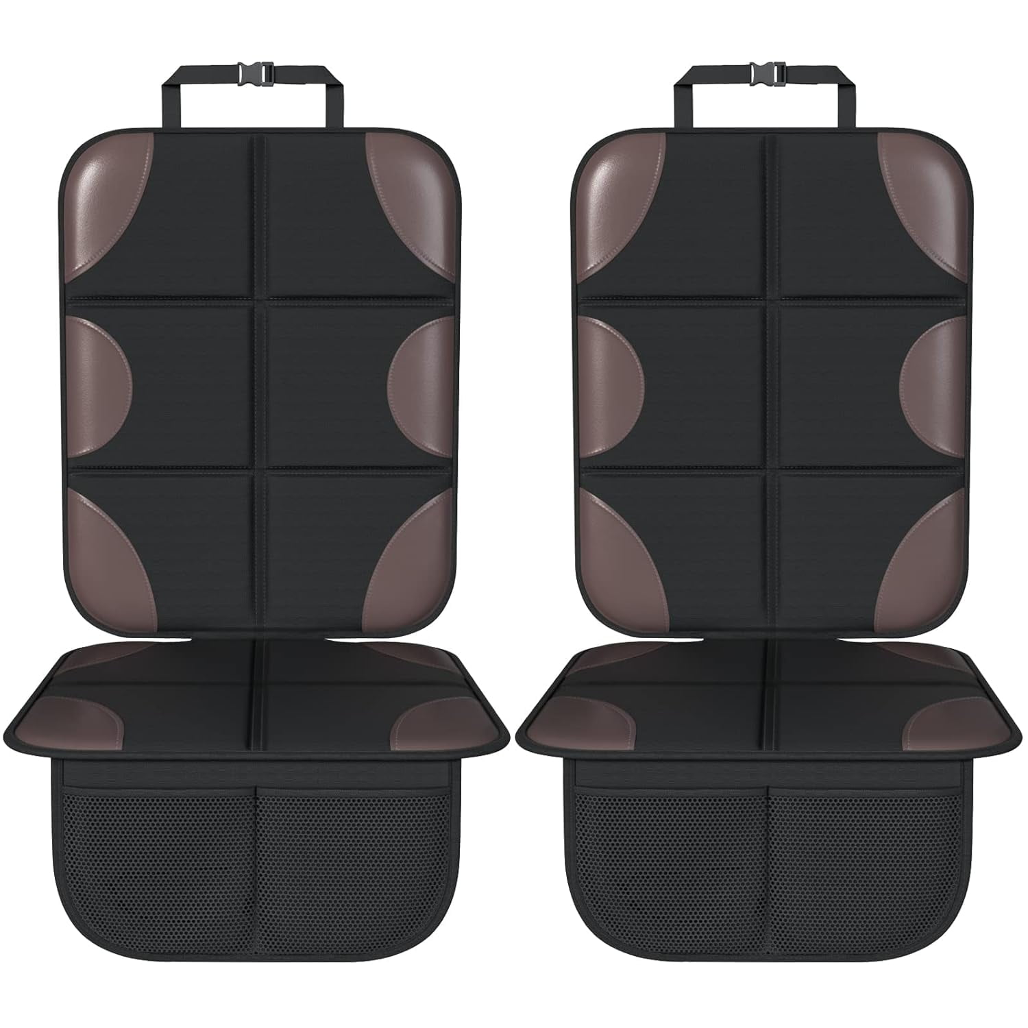 DFS 2 Pack Brown XL Large Size Car Seat Protector with Thickest Waterproof Fabric Pad for Child, Infant and Baby, Leather and Fabric Car Seat for Vehicles, SUV, Sedan, Truck, Minivan