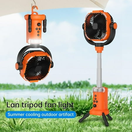 DFS 20000mAh Battery Powered Fan Camping Fan Essentials, Portable Fan Battery Powered Fan, Rechargeable Battery Powered Outdoor Tent Fan with LED Light and Hook, Retractable Stand