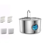 DFS Stainless Steel Pet Automatic Water Fountain, 108oz/3.2L Large Capacity and Ultra-Quiet Pet Drinking Dispenser Includes 2 Replacement Filters & Sponges for Cats & Dogs