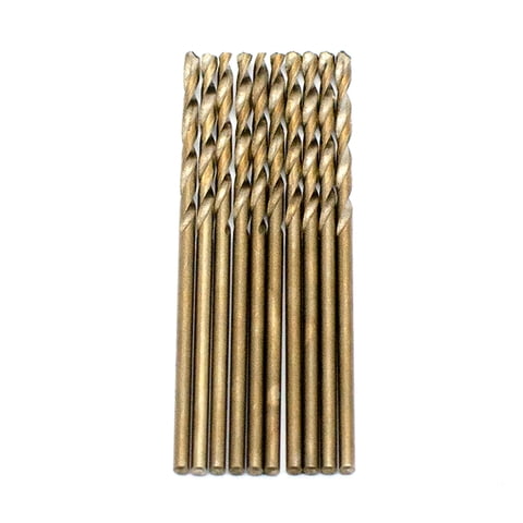 DFVPRO Cobalt M35 Steel High-speed Drill Bits - Exceptional Hardness and Heat Resistance, Improved Cutting Performance, Versatile for Wood, PVC, and Metal - 1/16" Bronze Coated (Pack of 10)