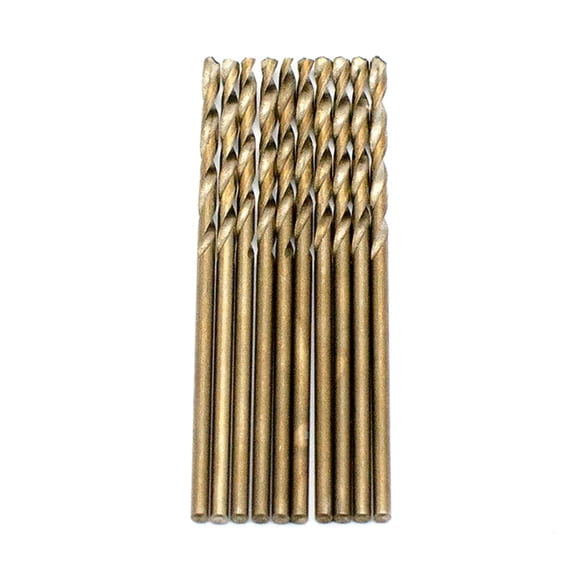 DFVPRO Cobalt M35 Steel High-speed Drill Bits - Exceptional Hardness and Heat Resistance, Improved Cutting Performance, Versatile for Wood, PVC, and Metal - 1/16" Bronze Coated (Pack of 10)