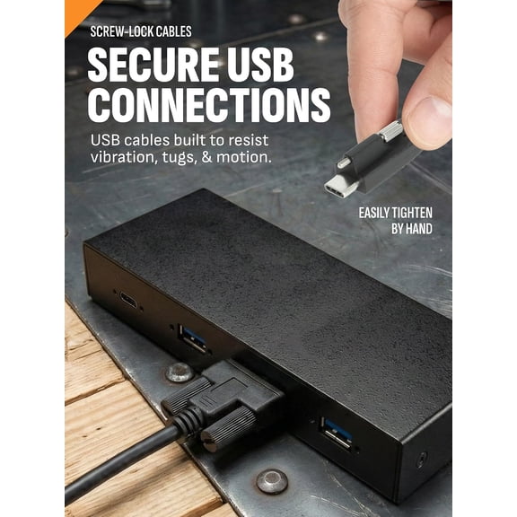 DFVYU-1.5ft Dual Screw Lock USB A to USB C Cable, Locks on Both Ends, 5Gbps Type A to Type C - Secure Data Cable for Professional Installations - USB 3.2 Gen 1 Data