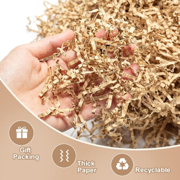 DFVYU-1 LB Crinkle Cut Paper Shred Brown Crinkle Shredded Paper for Gift Baskets - Gift Box Bag Filler - Kraft Confetti Stuffing for Birthday, Holiday Present Packaging Wrapping