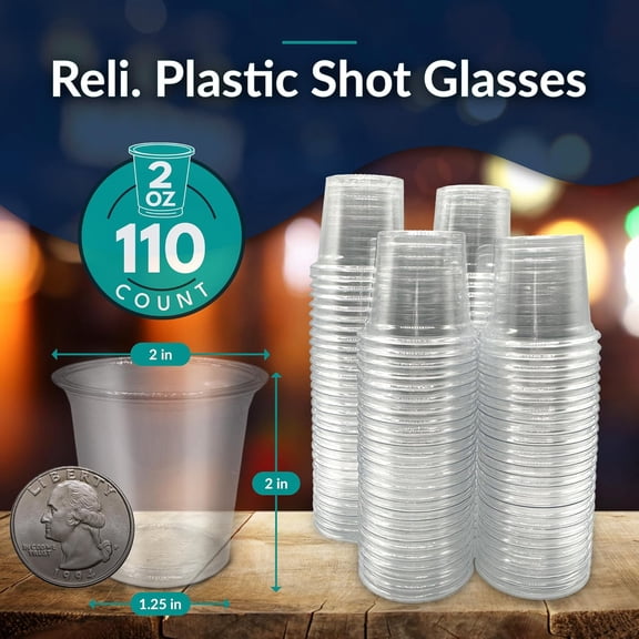 DFVYU-(110 Count 2 oz Plastic Shot Glasses Disposable | Clear Jello Shot Cups | Mini Plastic Cups for Party, Sauces, Samples | BPA Free, Shatterproof, 1oz Mini Glasses Disposable