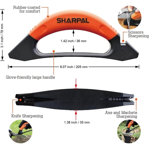 DFVYU-112N 3-in-1 Knife & Garden Tool Sharpener for Axe, Hatchet, Machete & Scissors, Blade Repair & Restoration Tool Gifts for Men | For Axe, Hatchet, Machete & Scissors, Blade Repair & Restoration