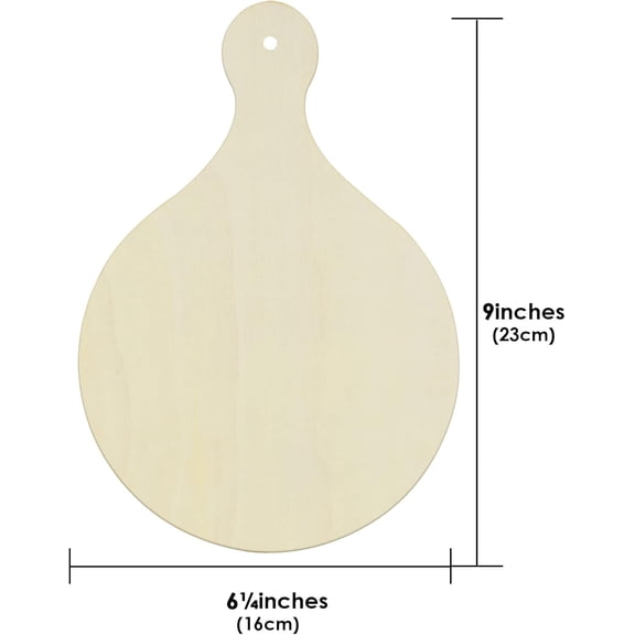 DFVYU-12 Pack Mini Wooden Cutting Board Craft with Handle Bulk Pack, Wholesale Multi-Pack Kitchen Board Cooking Butcher Block, DIY Home Cooking Vegetables Decor (Round, 9" x 6")