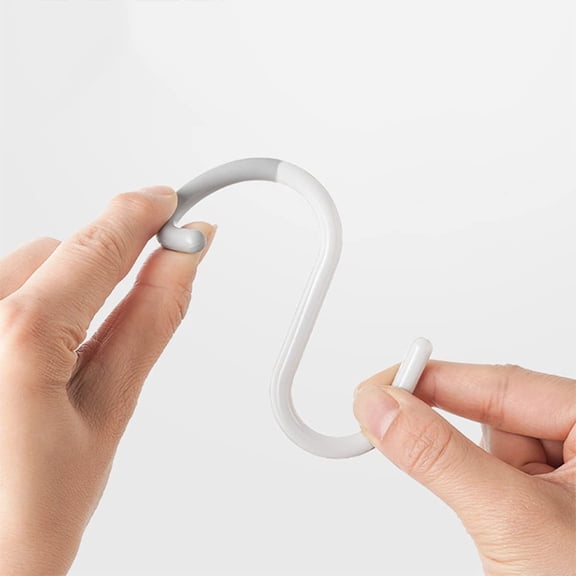 DFVYU-12-Pack Secure & Quiet Plastic S Hooks, Flexible Neck for Easy Twist & Lock, Completely Rust-Free, Holds up to 5 lbs, White, Small (2.5 inch)